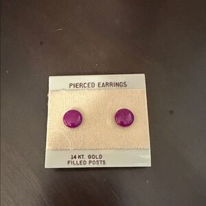 Purple Stud Earrings with Gold Posts